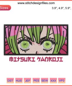 Mitsuri Kanroji Embroidery Design | Demon Slayer Anime Machine Embroidery File | Vibrant, Detailed, Ready-to-Stitch Anime Art
