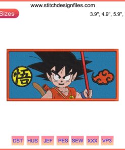 Cool Kid Goku Embroidery Design | Dragon Ball Anime | Digital Machine Embroidery Pattern | Youthful Goku in Saiyan Suit