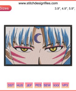 Sesshomaru Eyes Embroidery Design | Animated InuYasha Embroidery File | Machine Embroidery Pattern | Anime Detailing