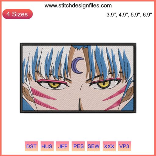 Sesshomaru Eyes Embroidery Design | Animated InuYasha Embroidery File | Machine Embroidery Pattern | Anime Detailing
