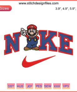 Mario Embroidery Design – Nike Super Mario Cartoon Digitizing File