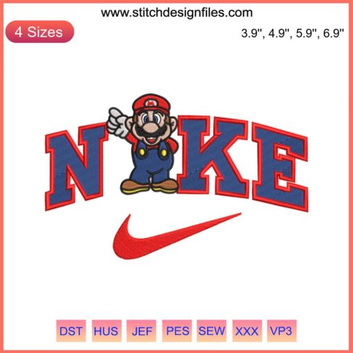 Mario Embroidery Design – Nike Super Mario Cartoon Digitizing File