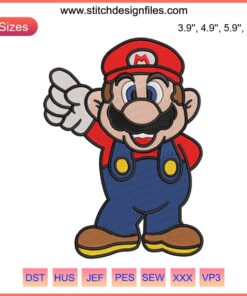 Super Mario Embroidery Design: Mario cartoon in vibrant threadwork, perfect for embroidery projects | Digital Embroidery File