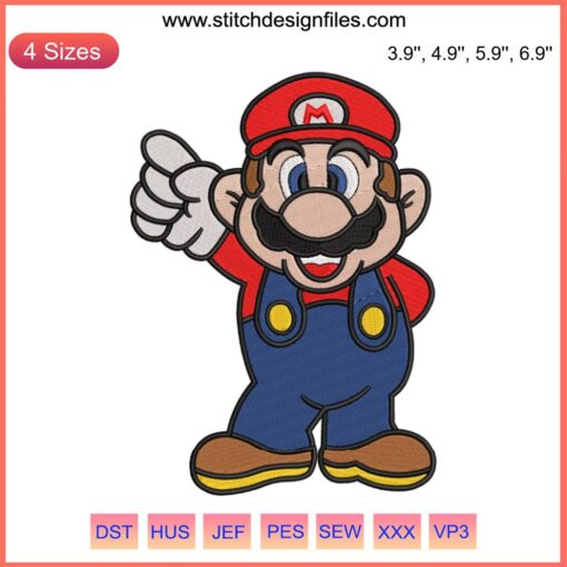 Super Mario Embroidery Design: Mario cartoon in vibrant threadwork, perfect for embroidery projects | Digital Embroidery File
