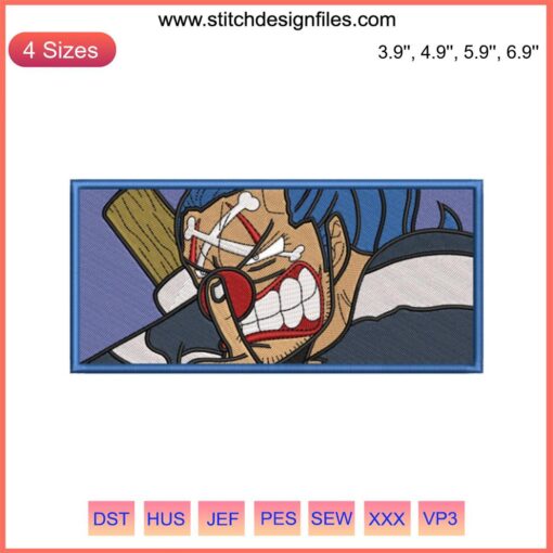 Anime One Piece Buggy Embroidery Design, featuring Buggy the Clown, vivid colors, perfect for machine embroidery enthusiasts.