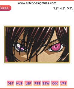 Lelouch Lamperouge Embroidery Design, Code Geass Anime | Machine Embroidery File, Detailed Lelouch Pattern