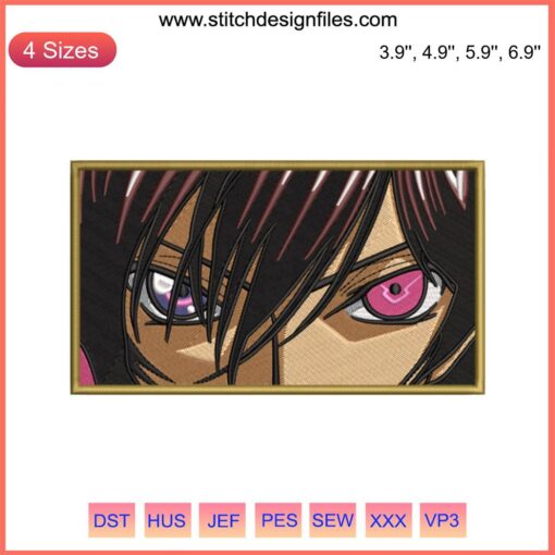 Lelouch Lamperouge Embroidery Design, Code Geass Anime | Machine Embroidery File, Detailed Lelouch Pattern