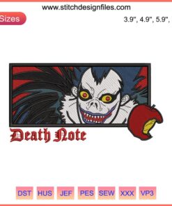 Ryuk from Death Note Embroidery Design, Anime Machine Embroidery File, Digitized for Stitching, Anime Embroidery Art.