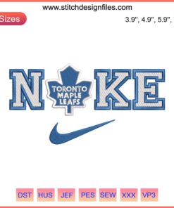Toronto Maple Leafs embroidery file, featuring NHL hockey logo, designed for Nike gear machine stitching enthusiasts.