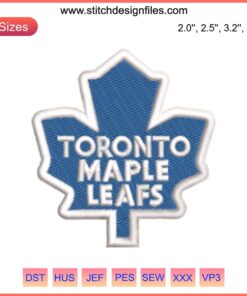 Toronto Maple Leafs Logo Embroidery File | NHL Hockey Design | Machine Embroidery | Blue Leaf Logo | Sports Team Embroidery