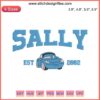 Sally Est. 2002 Embroidery File: Pixar Cars Design, Digitized Pattern, Blue Car Embroidery, Pixar-Inspired Stitching