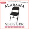 Alabama Slugger embroidered folding chair design on display; features unique chair brawl embroidery file.