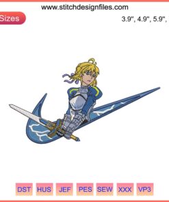 Saber Anime Embroidery Design | Type-Moon Fanart | Digitized File | Heroic Armor | Embroidery Pattern | Anime Merchandise | Embroidery Art