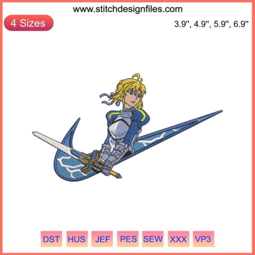 Saber Anime Embroidery Design | Type-Moon Fanart | Digitized File | Heroic Armor | Embroidery Pattern | Anime Merchandise | Embroidery Art