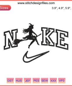 Nike Witch Halloween Embroidery Design: Nike Swoosh with a Witch Hat for Halloween 2023 | Embroidery File