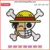 Embroidery design featuring Straw Hat Pirates Luffy from One Piece anime, perfect for DIY projects and fans.
