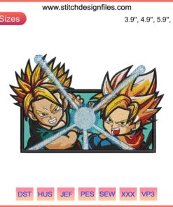 Dragon Ball Embroidery: Goten & Trunks Digitizing File - Anime Inspired Design for DIY Craft Projects