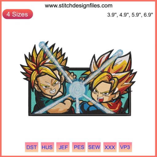 Dragon Ball Embroidery: Goten & Trunks Digitizing File - Anime Inspired Design for DIY Craft Projects