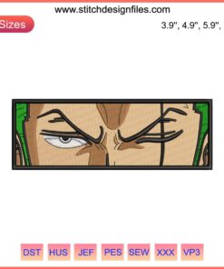 Zoro Eyes Anime Embroidery Design, One Piece Embroidery File, Green Eyes Art, Digitized Pattern, Anime Embroidery Design
