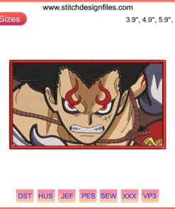 Anime Luffy One Piece Cool Embroidery Design | Digitizing File | Unique Anime Stitch Pattern | High-Quality One Piece Embroidery
