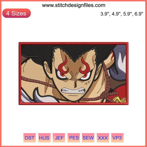 Anime Luffy One Piece Cool Embroidery Design | Digitizing File | Unique Anime Stitch Pattern | High-Quality One Piece Embroidery