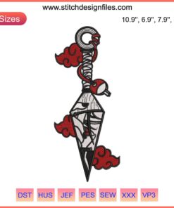 Itachi Sharingan Kunai Embroidery Design, Naruto Anime Digitizing File, Intricate Uchiha Clan Fan Art, Sewing Pattern