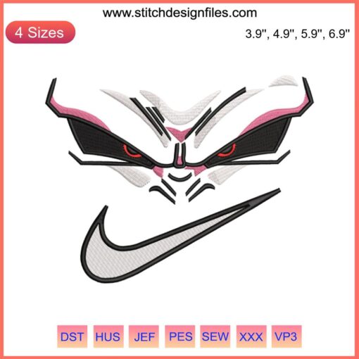 "Swoosh Majin Buu Face Embroidery Design, Anime Dragon Ball Embroidery Digitizing File, Unique Anime Stitch Pattern"