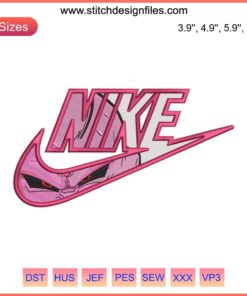 Nike Majin Buu Dragon Ball Embroidery Design | Digitized Anime Character File for Embroidery Projects