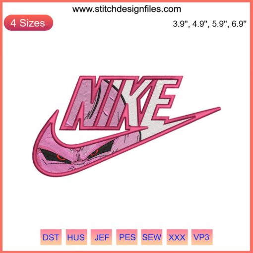 Nike Majin Buu Dragon Ball Embroidery Design | Digitized Anime Character File for Embroidery Projects