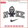 Chibi-style Ghostface embroidery design, perfect for Halloween projects. Downloadable Nike Scream digitizing file for embroidery.