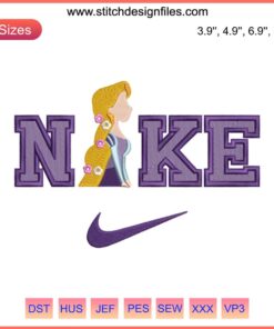 Rapunzel and Flynn Rider Embroidery Design File - Detailed digitizing for Nike apparel, perfect for embroidery projects.