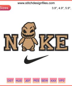 Chibi Oogie Boogie Nike Embroidery Design | Horror Halloween Digitizing File | Cute Stitching Pattern