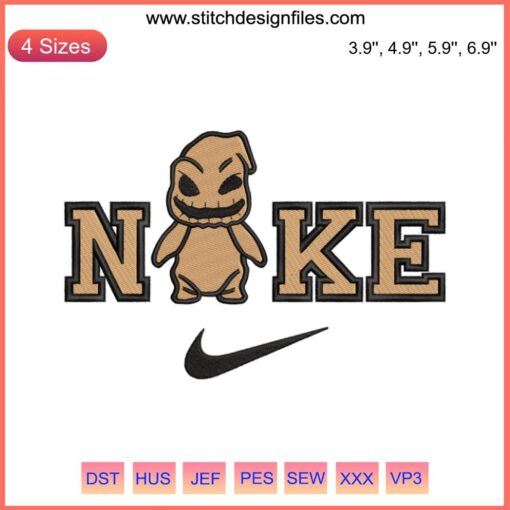 Chibi Oogie Boogie Nike Embroidery Design | Horror Halloween Digitizing File | Cute Stitching Pattern