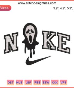 Scream Ghost Head Embroidery Design for Nike Halloween Movie Embroidery Digitizing File - Spooky Apparel Pattern