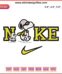Super Snoopy x Nike Embroidery Design featuring Snoopy & Woodstock digital file, perfect for embroidery enthusiasts.