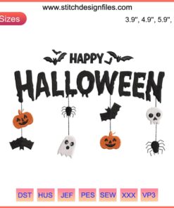 Spooky Cute Ghost with "Boo!" Embroidery Design | Halloween Digital File for Funny Halloween Projects | Instant Download