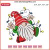 Festive gnome with snowflake hat Christmas embroidery design. Digitized for instant download. Perfect for holiday crafts.