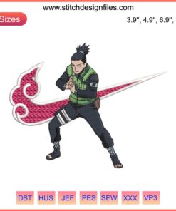 Shikamaru Swoosh Embroidery Design File | Naruto Anime | Embroidery Digitizing | Detailed Shikamaru Pattern