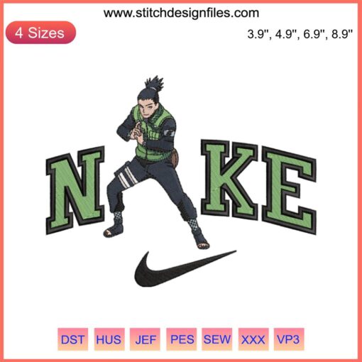 Shikamaru Naruto Embroidery Design | Nike Anime Digitizing File | Detailed digital embroidery of Shikamaru from Naruto