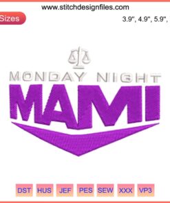 Rhea Ripley WWE Embroidery Design, Monday Night Mami; digital stitching, wrestling-themed pattern, fan craft supply.