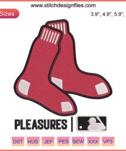 Boston Red Sox Mascot Embroidery 2023: Digital Stitching Logo featuring classic baseball design by Pleasures.