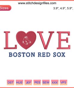 Boston Red Sox Embroidery Design featuring detailed baseball motifs for vibrant stitching. Ideal for fans and embroidery projects.