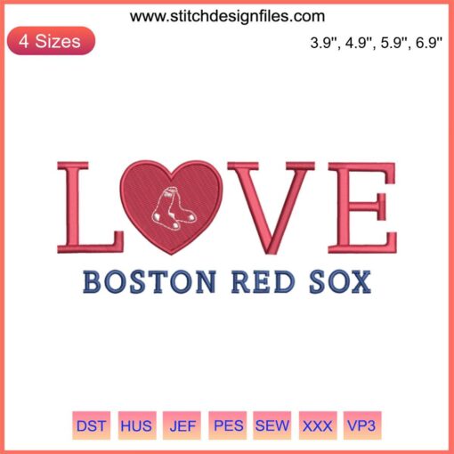 Boston Red Sox Embroidery Design featuring detailed baseball motifs for vibrant stitching. Ideal for fans and embroidery projects.