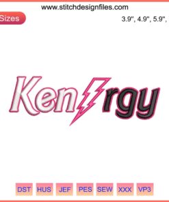 Ken and Barbie "I Am Kenough" pink embroidery design featuring Ken iconography, ideal for digitizing projects and crafts.