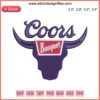 Coors Banquet Rodeo Embroidery Design featuring cowboy hat, boots, and beer emblem; perfect for Coors beer enthusiasts.