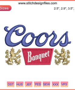 Embroidery design of Coors Banquet Beer Logo with Rodeo theme, perfect for personalized apparel or embroidery projects.