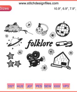 Taylor Swift Folklore Album Embroidery Design for The Eras Tour in Digitizing File Format | Music Themed Embroidery Pattern