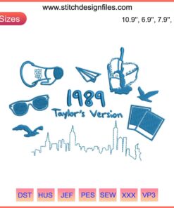 Taylor Swift 1989 Album Embroidery Design | Eras Tour Digitizing File | Unique Music Theme Embroidery Pattern