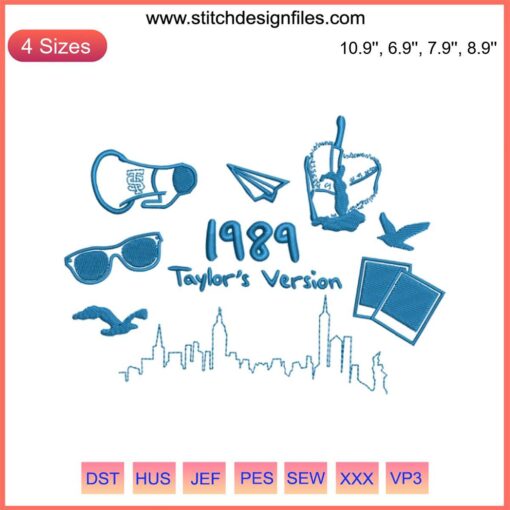 Taylor Swift 1989 Album Embroidery Design | Eras Tour Digitizing File | Unique Music Theme Embroidery Pattern