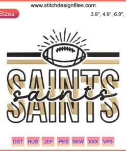 New Orleans Saints NFL Embroidery Design - Digital Stitching with Iconic Fleur-de-lis Logo for Saints Fans